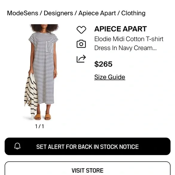 Apiece Apart Elodie Midi Cotton Tshirt Dress - Picture 3 of 10